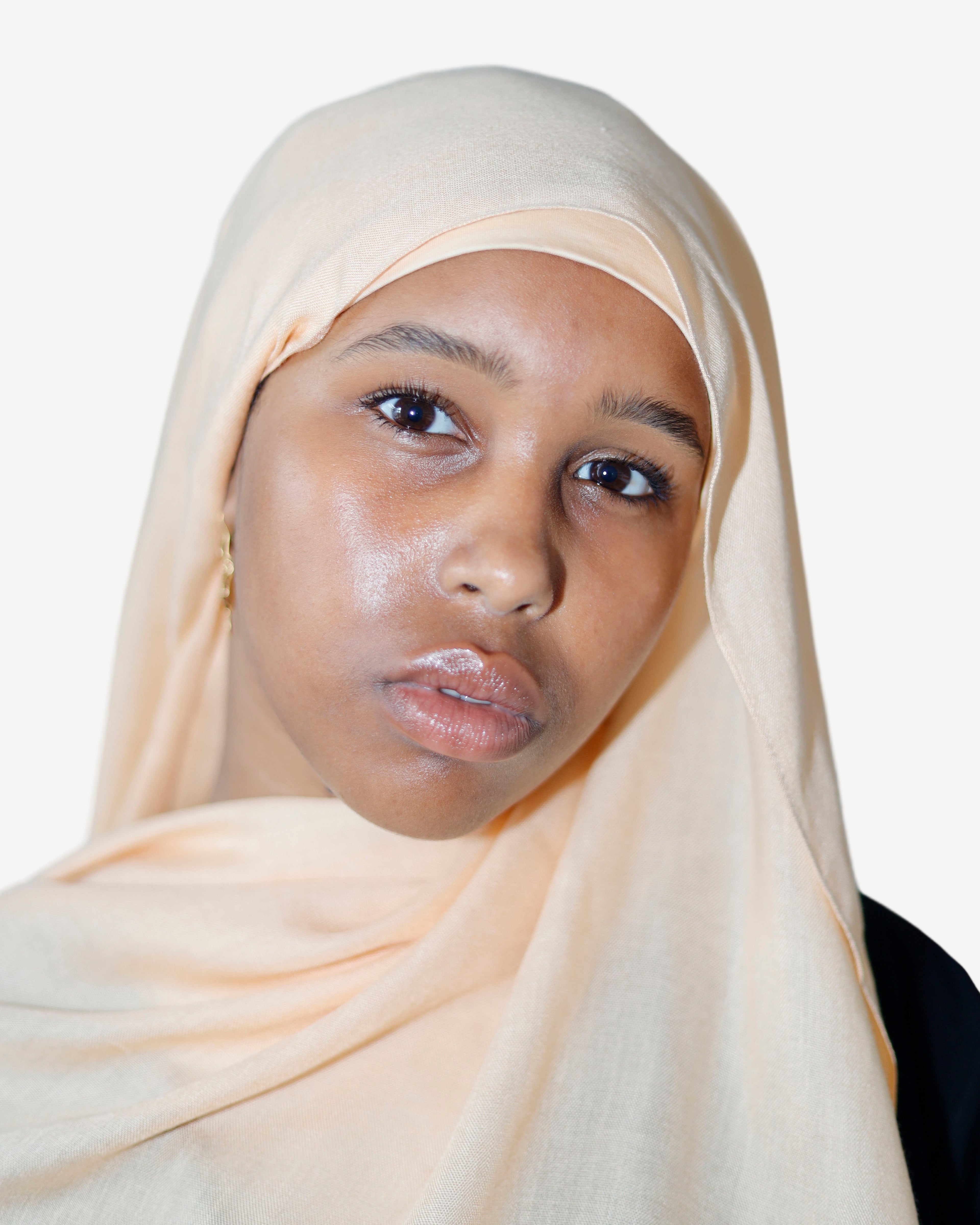 Soft Peach Modal Hijab Set