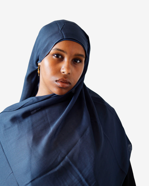 Navy Blue Modal Hijab Set