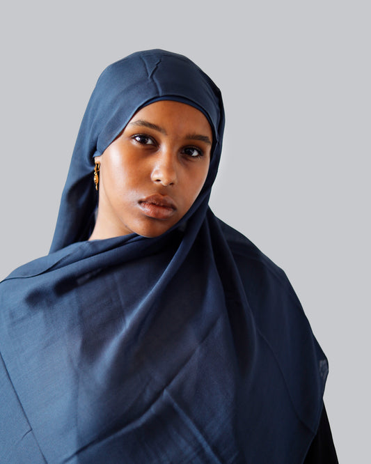 Navy Blue Modal Hijab Set