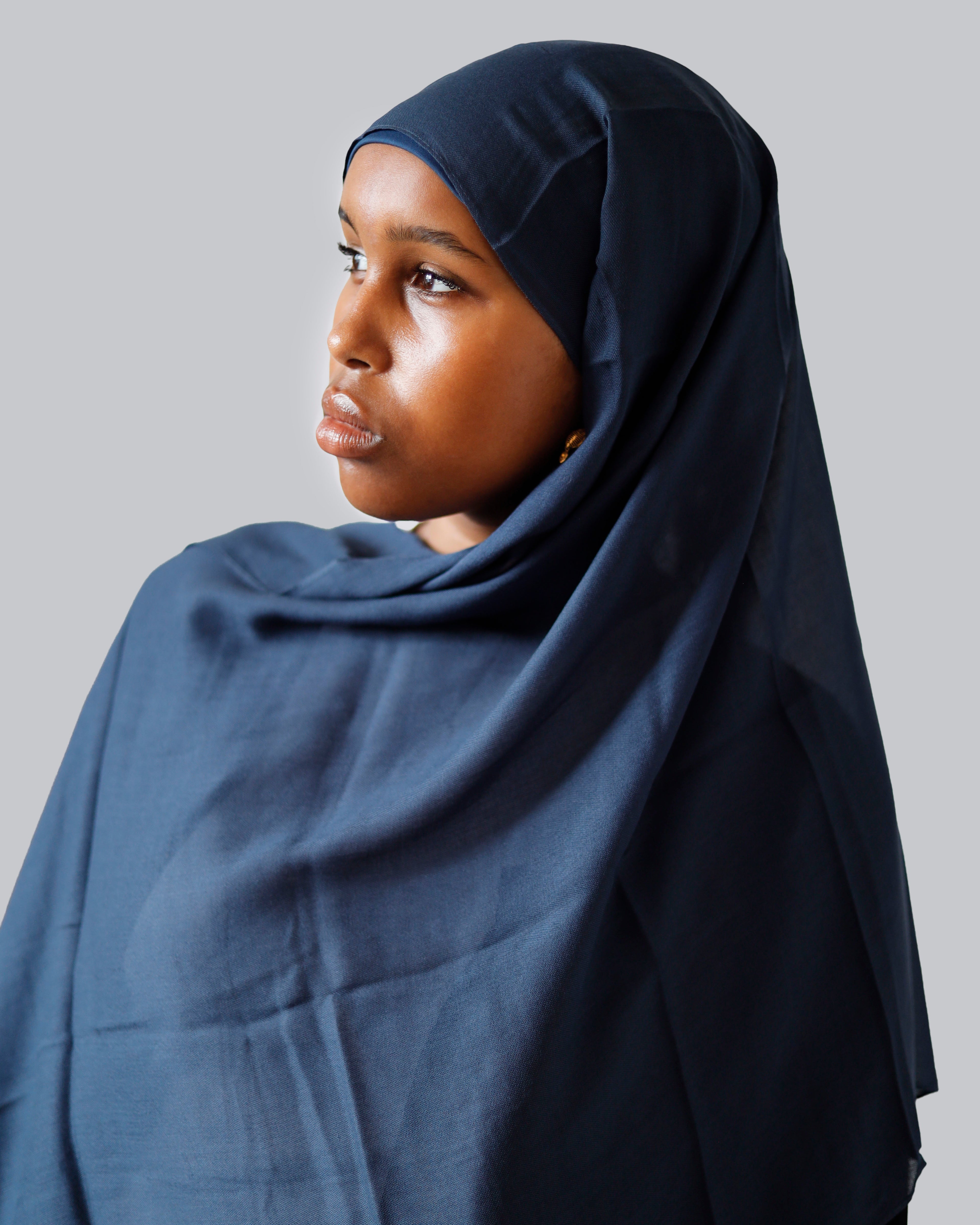 Navy Blue Modal Hijab Set
