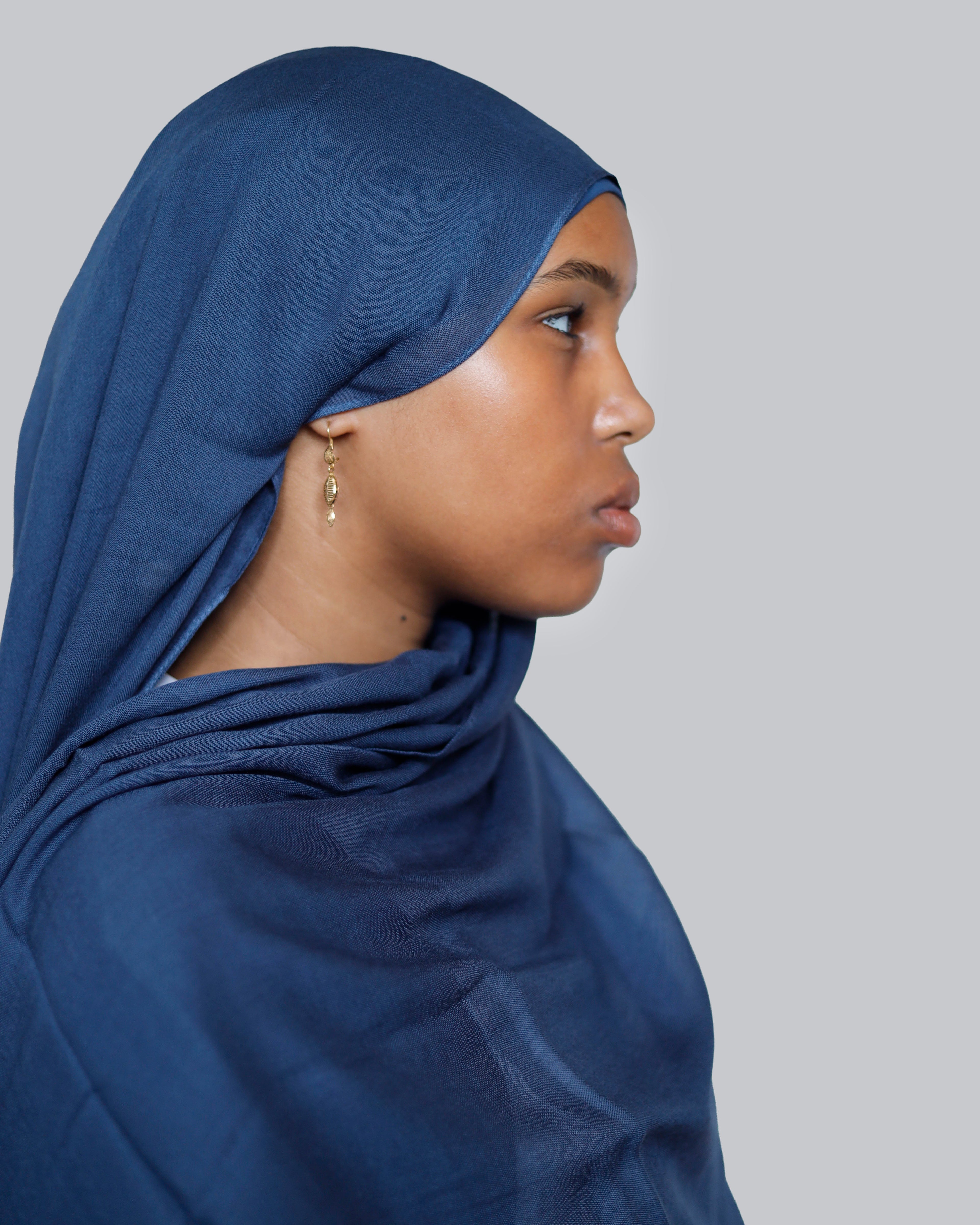 Navy Blue Modal Hijab Set